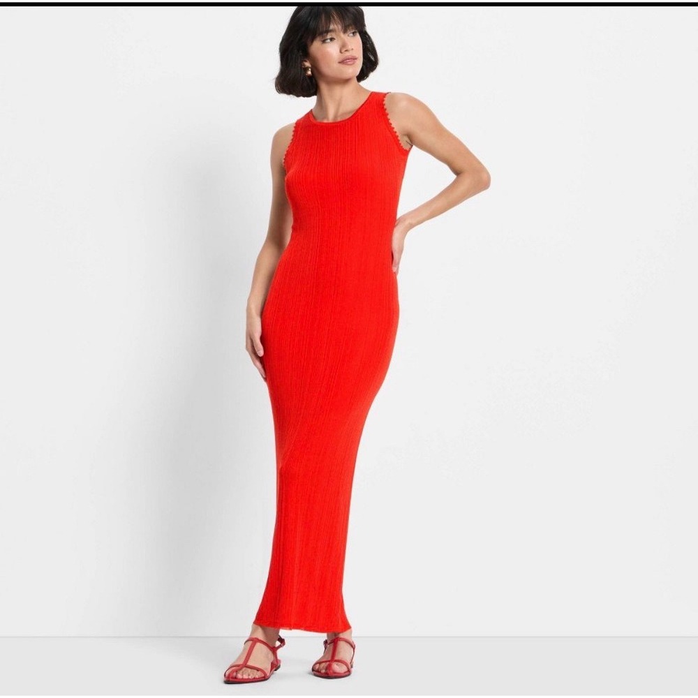 NWT XL Future Collective Red Open Back Maxi Column Dress